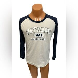 Men’s Hayward Wisconsin Blue & White Baseball Henley Shirt by Rag Wear Sz Small